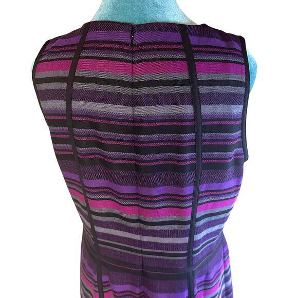 Anne Kleine Women 10 a-line dress fully lined piping Black purple sleeveles - Picture 7 of 12
